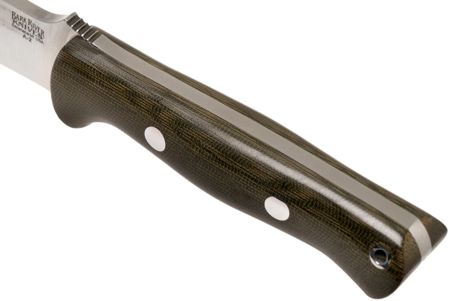 Bark River Bravo 1.5 A2 Green Canvas Micarta Couteau Outdoor 5 Bark River Bravo 1.5 A2 Green Canvas Micarta Couteau Outdoor – Image 5
