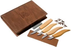 BeaverCraft Basic Set Of 4 Knives S07 Book Kit De Sculpture Sur Bois Avec Boîte De Rangement Livre En Bois