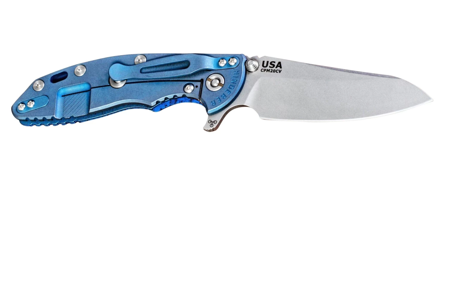 Rick Hinderer XM18 3.5" Skinny Sheepsfoot 20CV, Blue/Black G10 Couteau De Poche 2 Rick Hinderer XM18 3.5" Skinny Sheepsfoot 20CV, Blue/Black G10 Couteau De Poche – Image 2