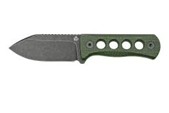 QSP Knife Canary QS141-C2 Blackwashed, Black Green G10, Couteau De Cou