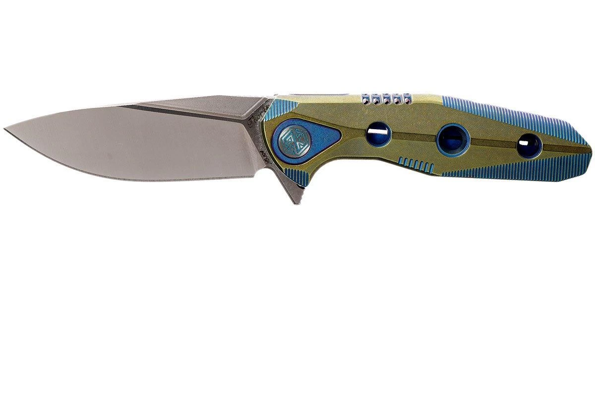 Rike Thor4s Gold-Blue M390 Couteau De Poche à Cadre Intégral 1 Rike Thor4s Gold-Blue M390 Couteau De Poche à Cadre Intégral