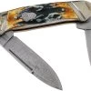 Rough Ryder Canoe Cinnamon Stag RR2156 Damascus Slipjoint Couteau De Poche