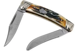Rough Ryder Small Moose Cinnamon Stag RR2157 Damascus Slipjoint Couteau De Poche