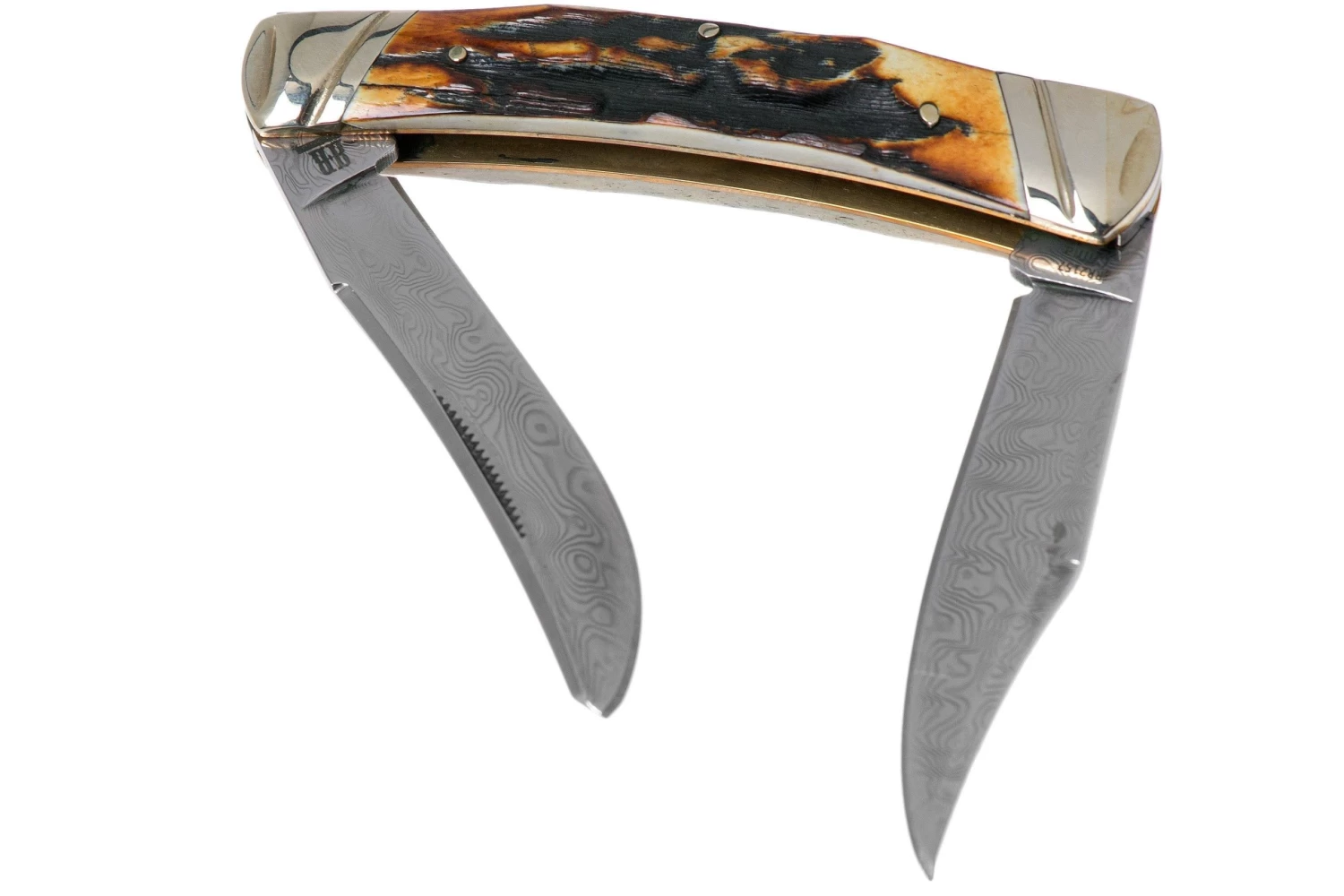 Rough Ryder Small Moose Cinnamon Stag RR2157 Damascus Slipjoint Couteau De Poche 2 Rough Ryder Small Moose Cinnamon Stag RR2157 Damascus Slipjoint Couteau De Poche – Image 2