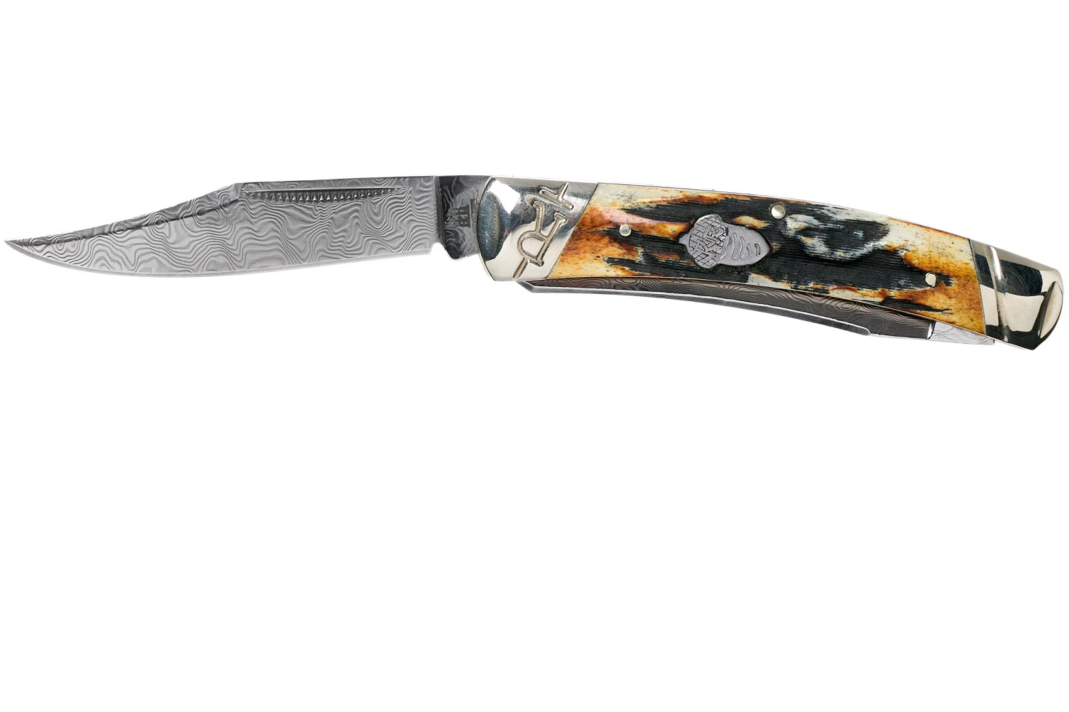 Rough Ryder Small Moose Cinnamon Stag RR2157 Damascus Slipjoint Couteau De Poche 3 Rough Ryder Small Moose Cinnamon Stag RR2157 Damascus Slipjoint Couteau De Poche – Image 3