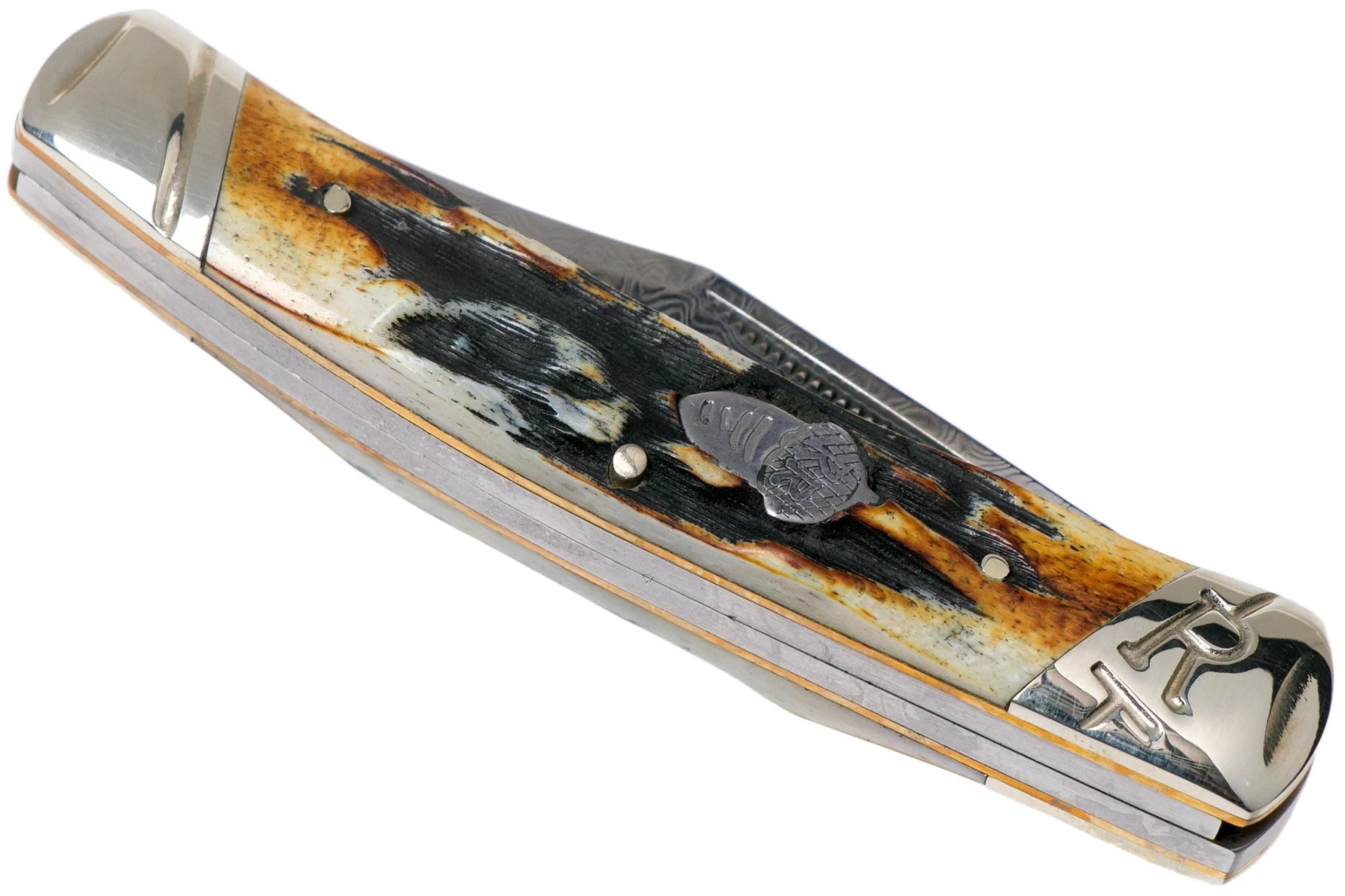 Rough Ryder Small Moose Cinnamon Stag RR2157 Damascus Slipjoint Couteau De Poche 4 Rough Ryder Small Moose Cinnamon Stag RR2157 Damascus Slipjoint Couteau De Poche – Image 4