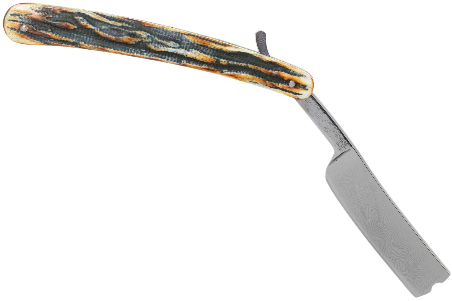 Rough Ryder Folding Razor Cinnamon Stag RR2159 Damascus Rasoir Coupe-choux 2 Rough Ryder Folding Razor Cinnamon Stag RR2159 Damascus Rasoir Coupe-choux – Image 2