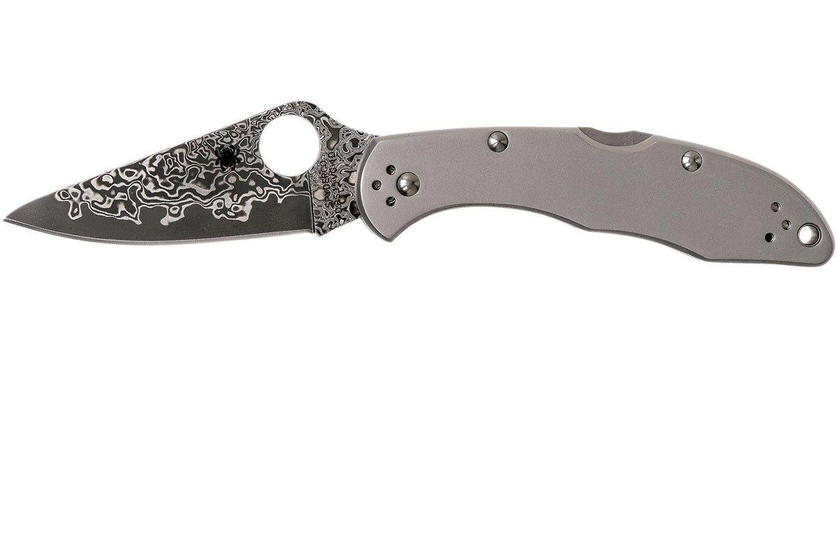 Spyderco Delica 4 Titanium Damascus C11TIPD Couteau De Poche 1 Spyderco Delica 4 Titanium Damascus C11TIPD Couteau De Poche