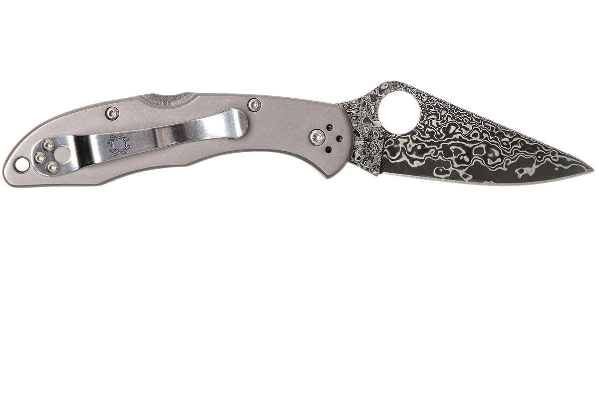 Spyderco Delica 4 Titanium Damascus C11TIPD Couteau De Poche 2 Spyderco Delica 4 Titanium Damascus C11TIPD Couteau De Poche – Image 2