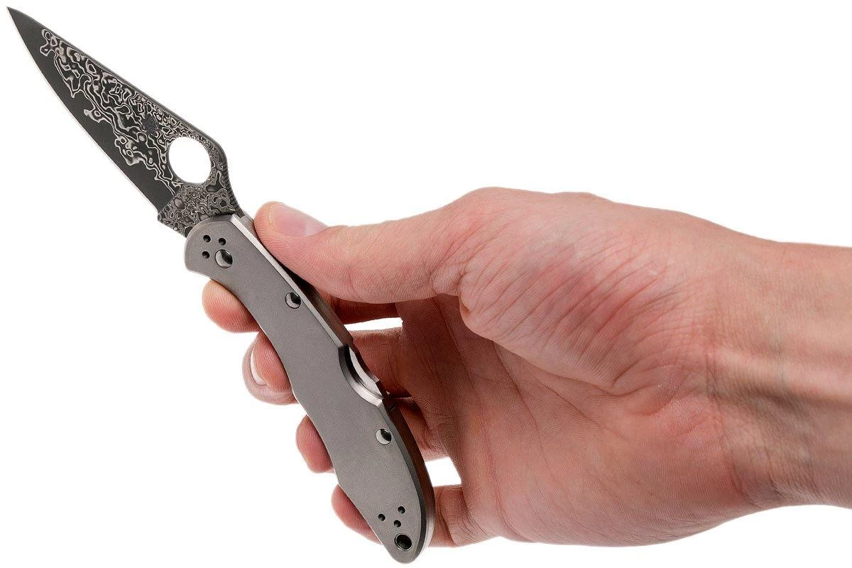 Spyderco Delica 4 Titanium Damascus C11TIPD Couteau De Poche 8 Spyderco Delica 4 Titanium Damascus C11TIPD Couteau De Poche – Image 8