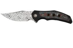 WE Knife Magnetron Black Titanium Nebula Fat Carbon, Heimskringla Damasteel WE18058-DS1 Couteau De Poche