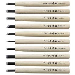 Yoshiharu W-10 Mitomoto Couteaux à Bois Japonais, Set De 10 Avec étui En Tissu