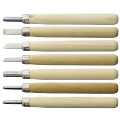 Yoshiharu L-7 Maruichi Couteaux à Bois Japonais, Set De 7 Avec "baren"